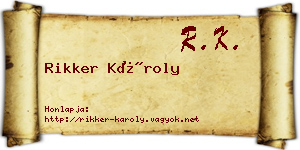 Rikker Károly névjegykártya